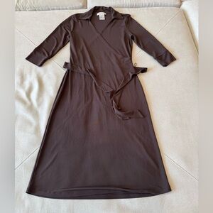 Nine West Brown Long Sleeve Wrap Dress Size Medium